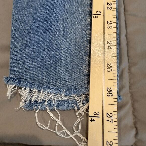 Mother Jeans The Stunner Zip Ankle Step Fray Jeans Light Kitty Racer Size 28 - Picture 16 of 16